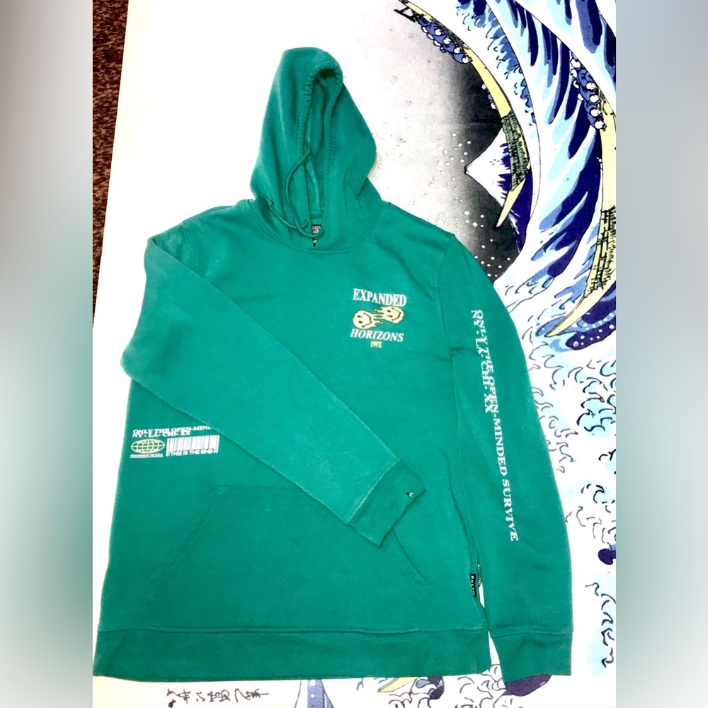 Green (Brooklyn Cloth) sweatshirt, Expanded Horizon Open Mind